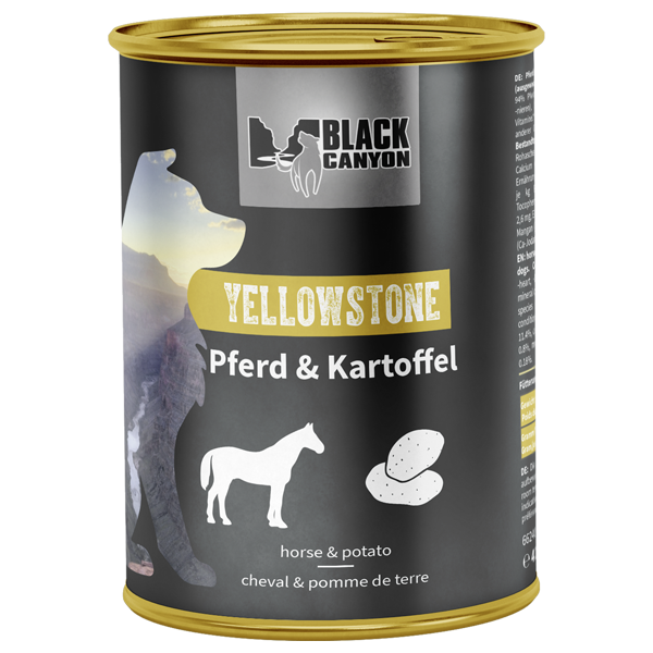 Black Canyon Nassfutter für ausgewachsene Hunde - Sparpaket: 12 x 410g, Yellowstone – Pferd & Kartoffel