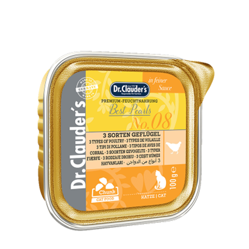 Dr Clauder Premium Nassfutter für Katzen für kleine Feinschmecker 32 x 100g - Sparpaket: 32 x 100g , 3 Sorten Geflügel