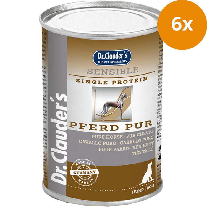 Dr Clauder Nassfutter für sensible Hunde Selected Meat pur 7 leckere Sorten 6 x 400g - Pferd , Sparpaket: 6 x 400 g