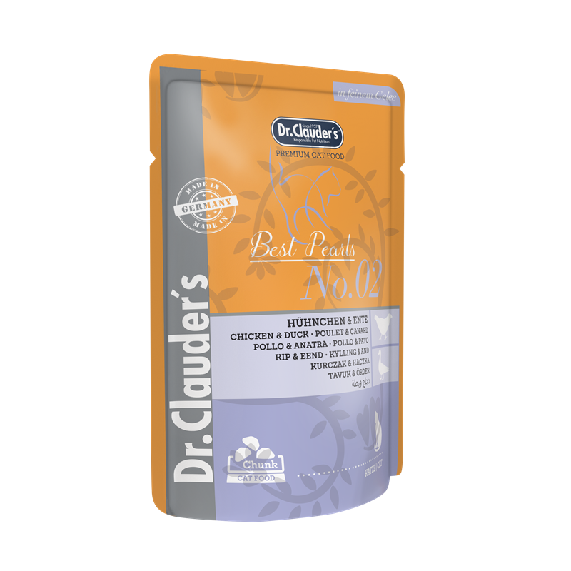 Dr Clauder Nassfutter für Katze High Premium Standbeutel 100g x 20 Stk - Sparpaket: 20 x 100g , Hühnchen & Ente
