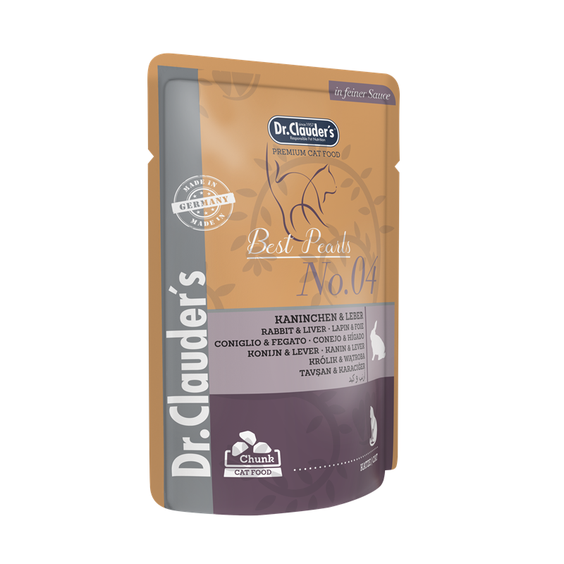 Dr Clauder Nassfutter für Katze High Premium Standbeutel 100g x 20 Stk - Sparpaket: 20 x 100g , Kaninchen & Leber