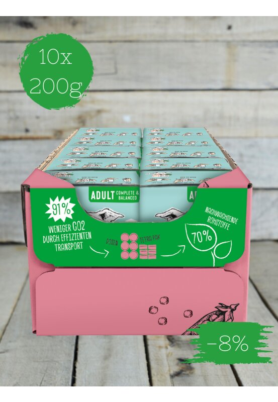 VegDog | Adult No1 Tetra Pak 200g | Veganes Nassfutter für Hunde - Sparpaket: 10 x 200g