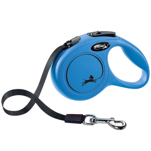 FLEXI Rollleine New CLASSIC Gurt - 5m, bis 50kg Blau