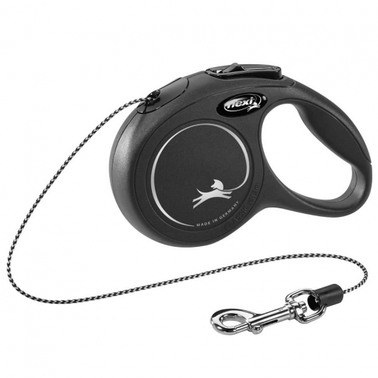 FLEXI Rollleine New CLASSIC Seil - 3m, bis 8kg Schwarz