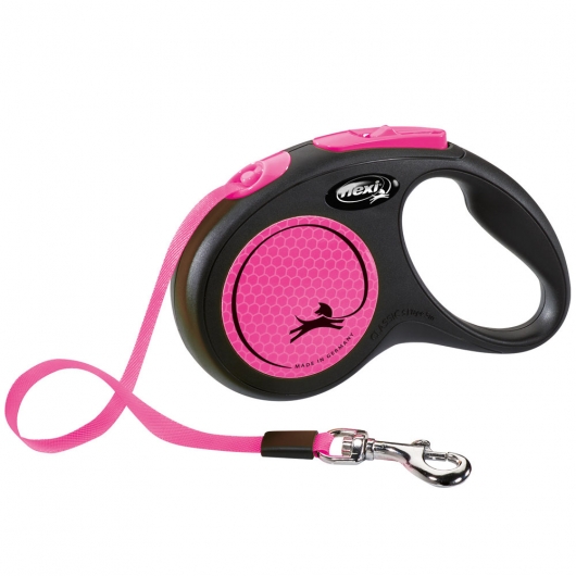 Flexi New Classic Neon Gurt-Roll-Leine M / Pink