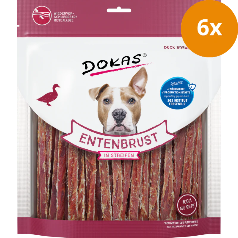 Dokas Dog Snack Entenbrust Streifen 6 x 500g