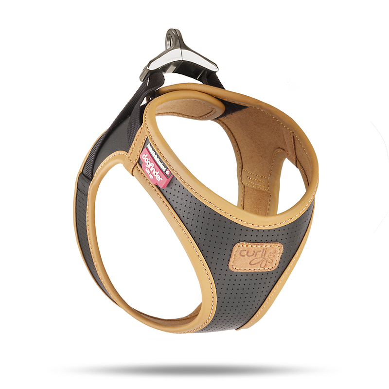 Curli Apple Leather Geschirr Schwarz - XS
