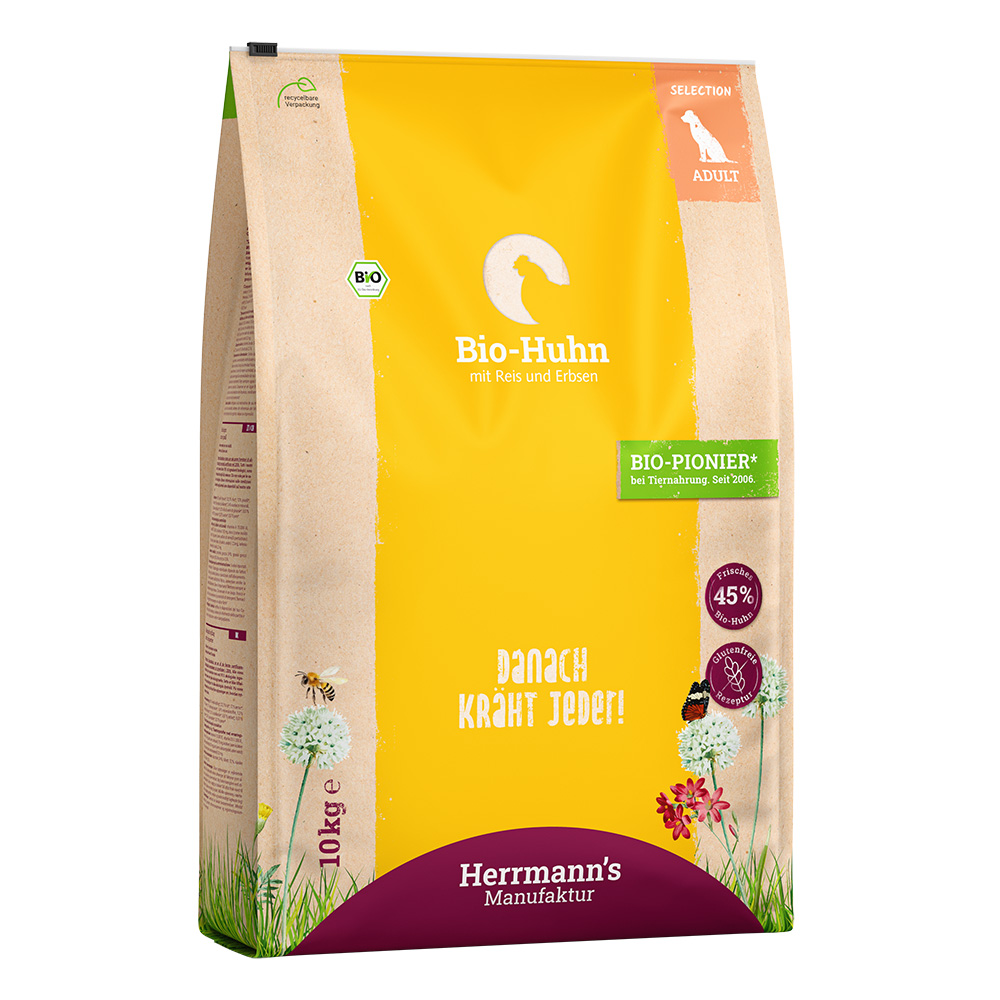 Herrmann's | Bio-Huhn mit Reis & Erbsen | Selection Adult | 10 kg