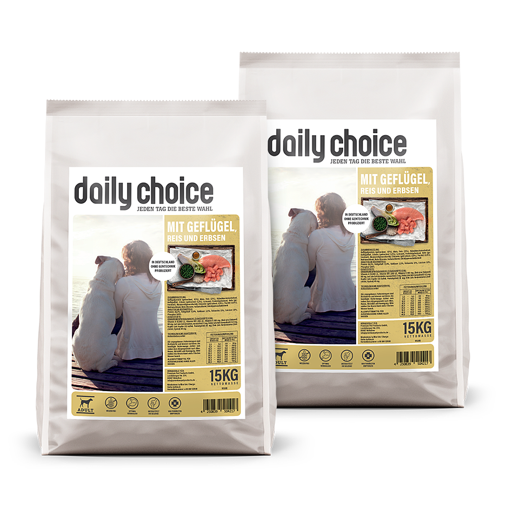 daily choice | mit Geflügel, Reis und Erbsen | Basic | 2 x 15 kg