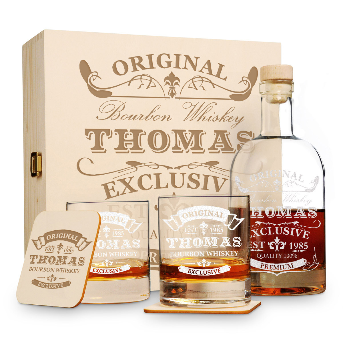 6-tlg. Whisky Geschenkset New York Bar mit Gravur