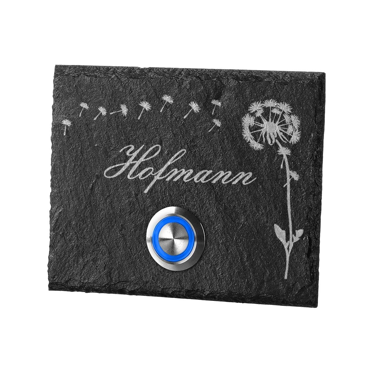 T?rklingel aus Schiefer Model Elster inkl. Gravur Motiv Pusteblume