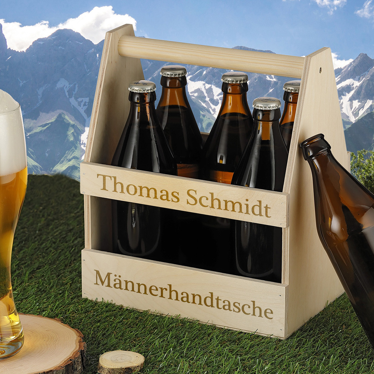 M?nnerhandtasche 6er personalisiert mit Gravur