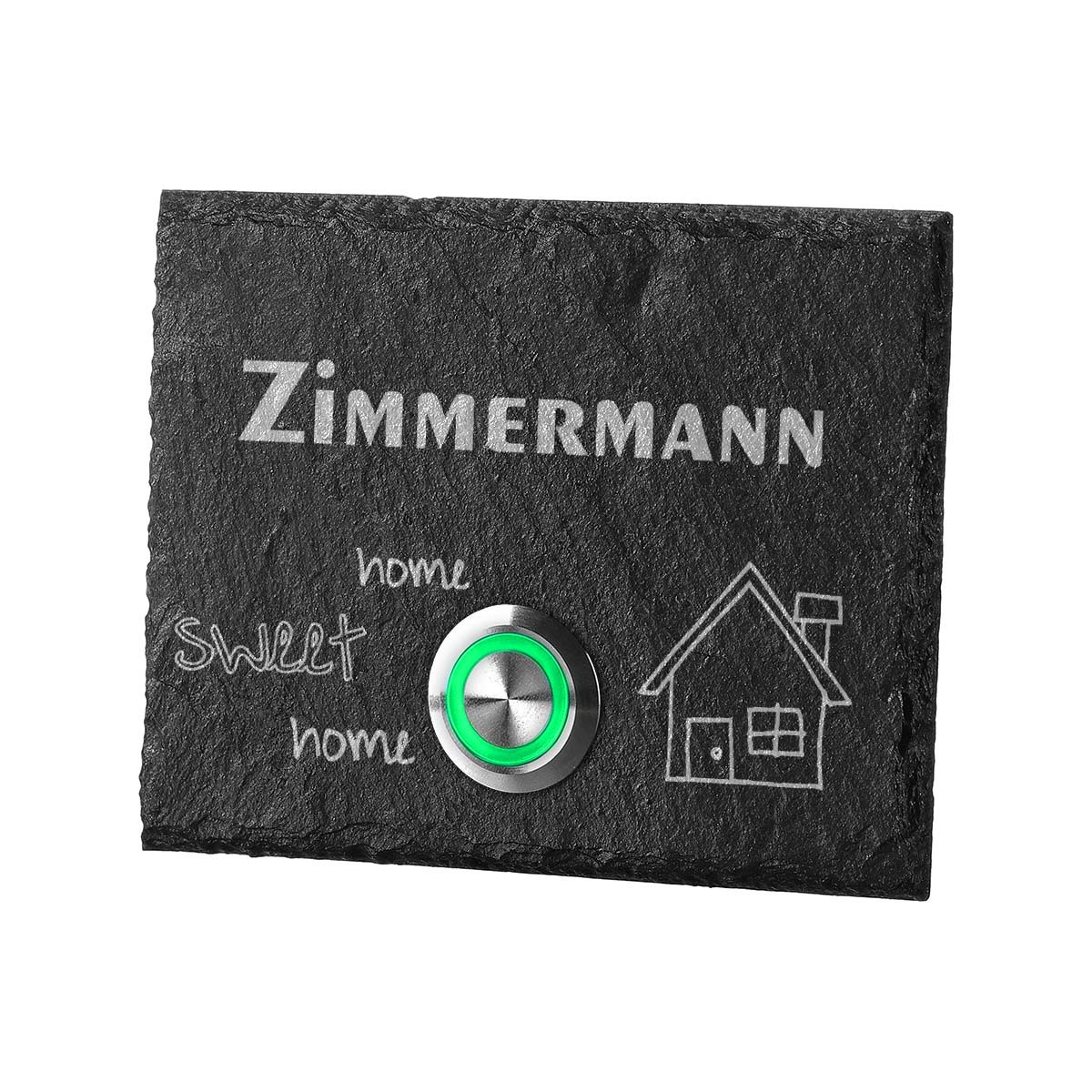 T?rklingel aus Schiefer Model Elster inkl. Gravur Motiv home sweet home