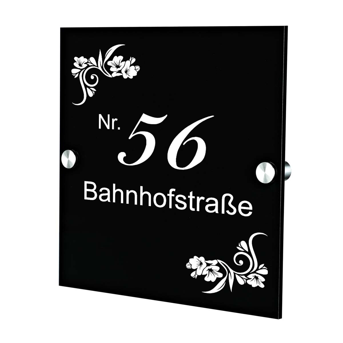 Plexiglas Acryltafel T?rschild inkl. Gravur Motiv Ornamente Blumen