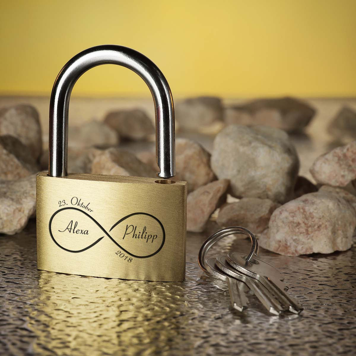 Liebesschloss Vorh?ngeschloss GOLD mit Gravur