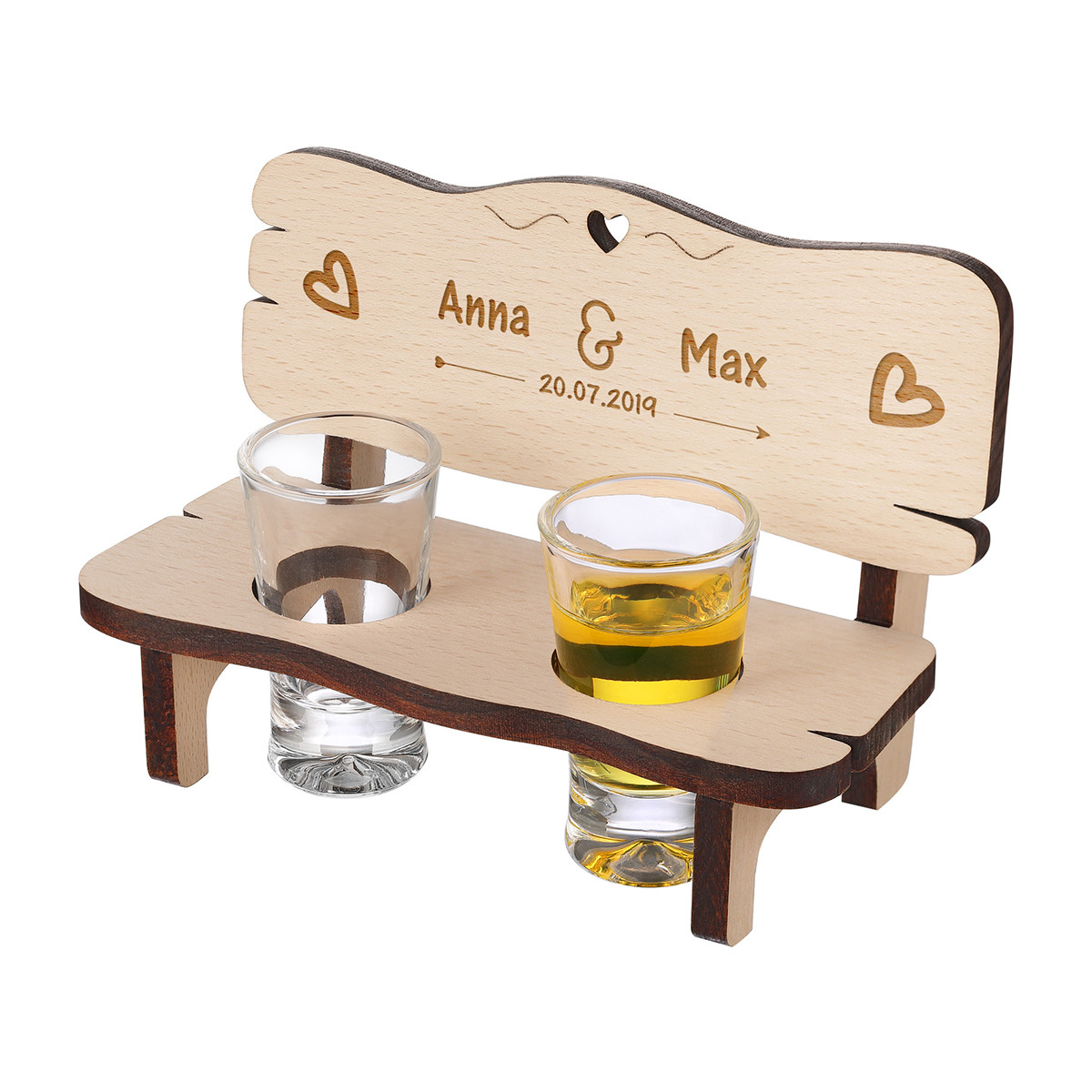 Schnapsbank mit 2 Schnapsgl?ser
