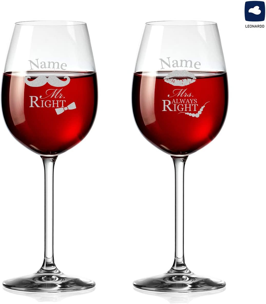 2er Set Leonardo Weingl?ser mit Personalisiert Gravur