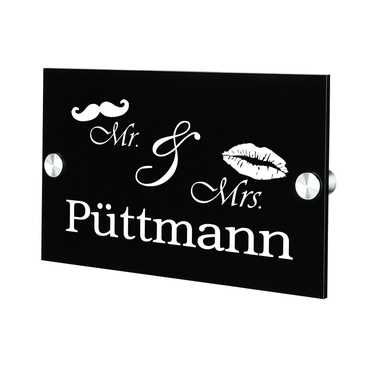 Plexiglas Acryltafel T?rschild inkl. Gravur Motiv Mrs. & Mr.