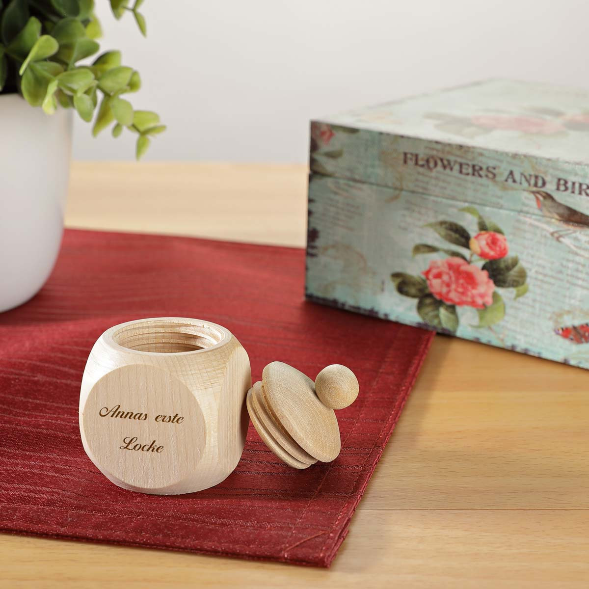 Zahndose Holzdose mit Gravur