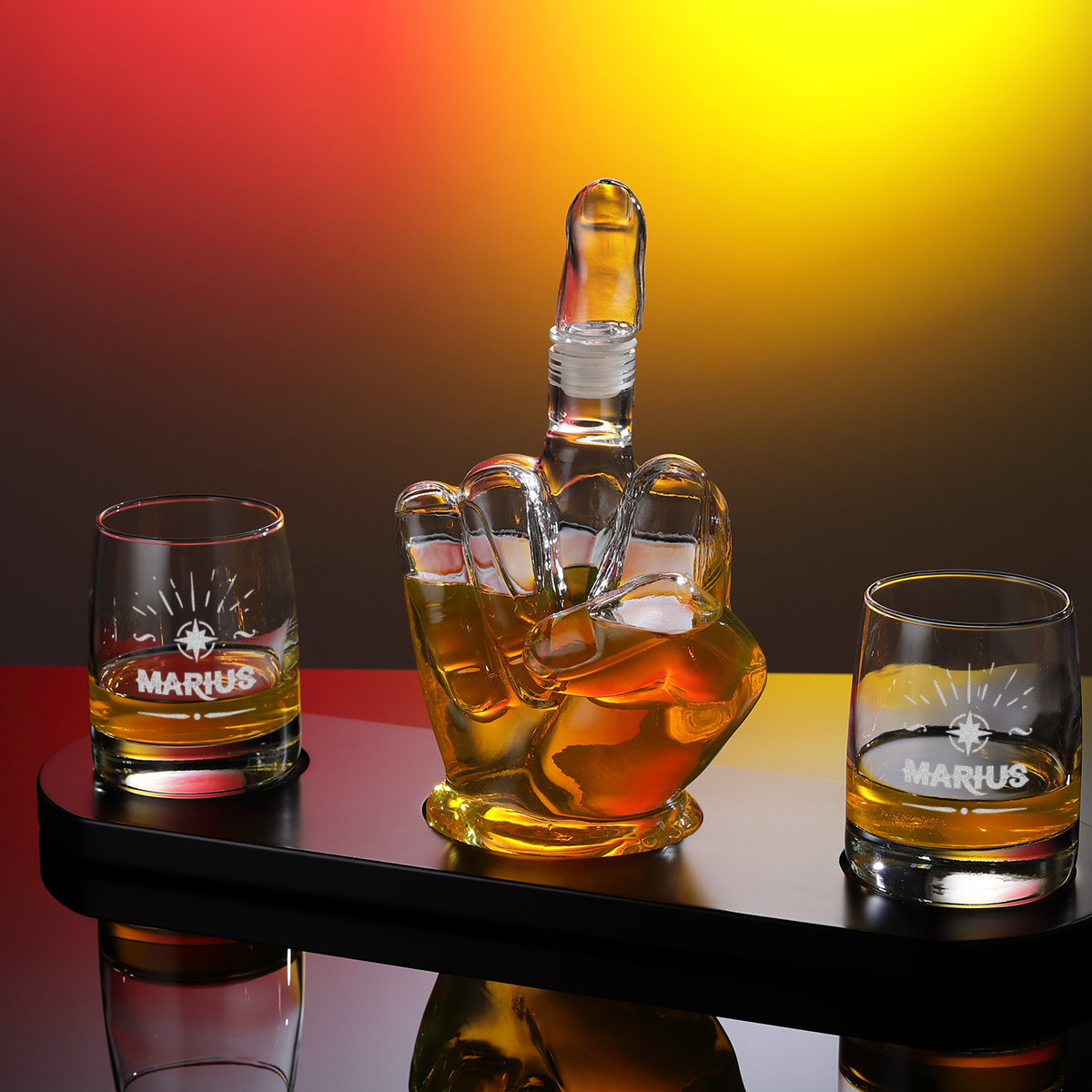 Whisky Finger Dekanter 6-TLG Set mit Personalisierung