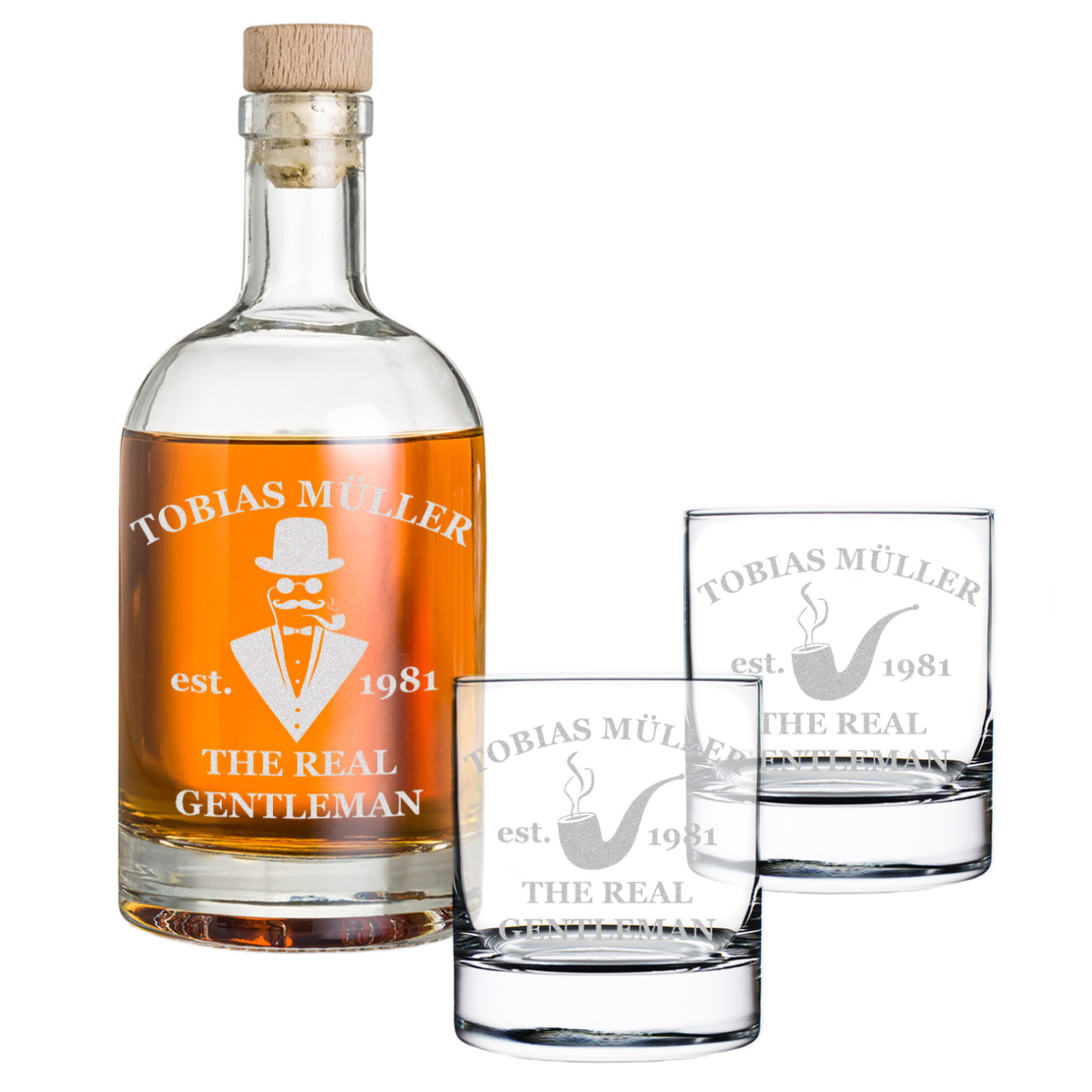 3-tlg. Whisky Geschenkset Flasche 2x Gl?ser inkl. Gravur