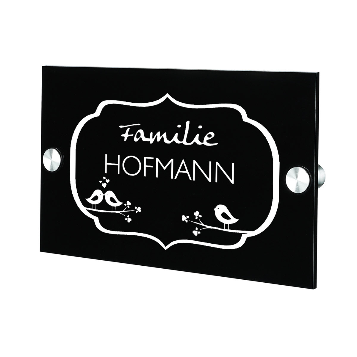 Plexiglas Acryltafel T?rschild mit Vogelp?rchen Gravur