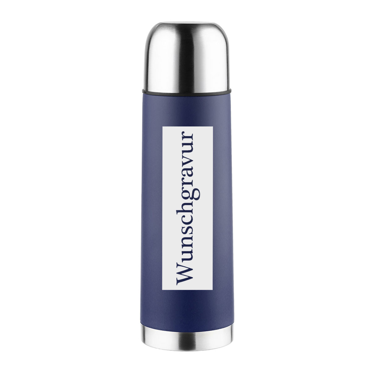 Edelstahl Thermoskanne 0,5 l Farbe blau inklusive Gravur