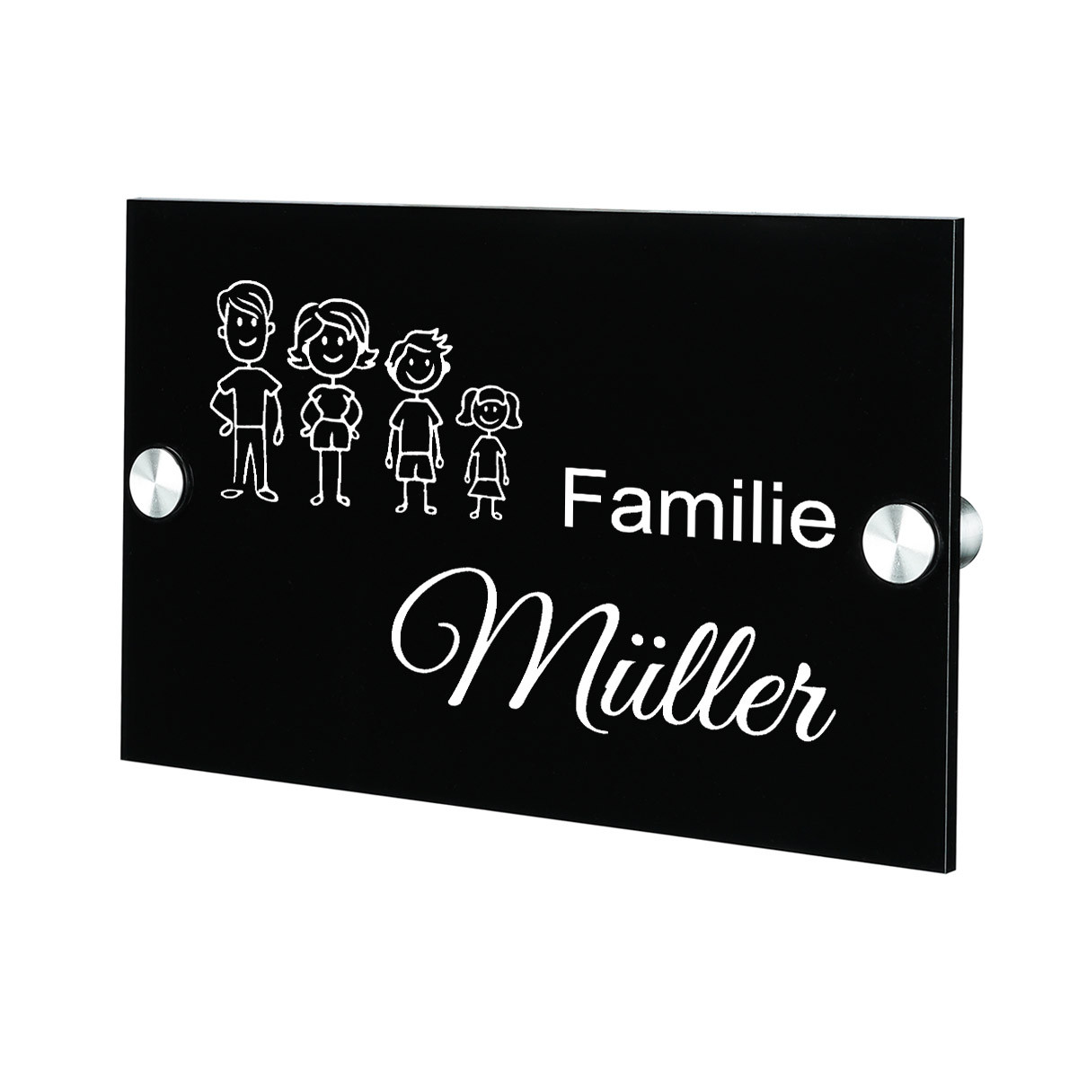 Plexiglas Acryltafel T?rschild inkl. Gravur Motiv Strichm?nnchen Familie