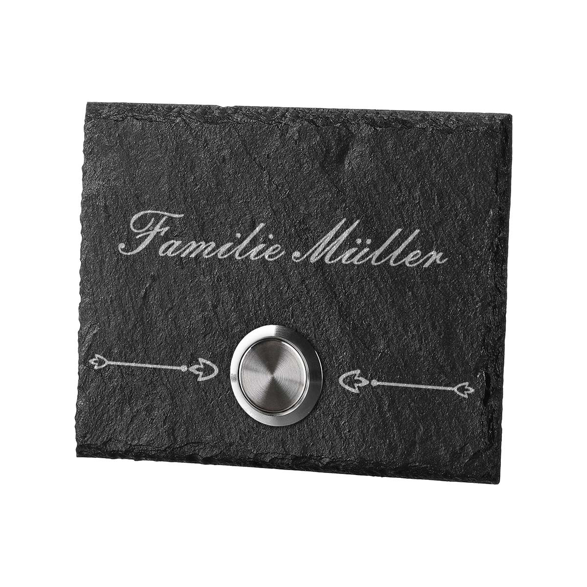 T?rklingel aus Schiefer Model Elster inkl. Gravur Motiv Familienname