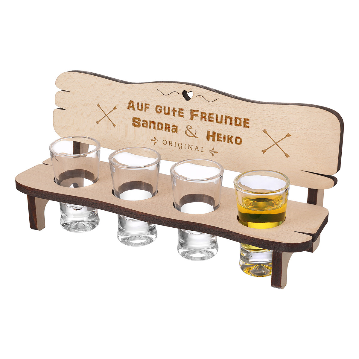 Schnapsbank mit 4 Schnapsgl?ser