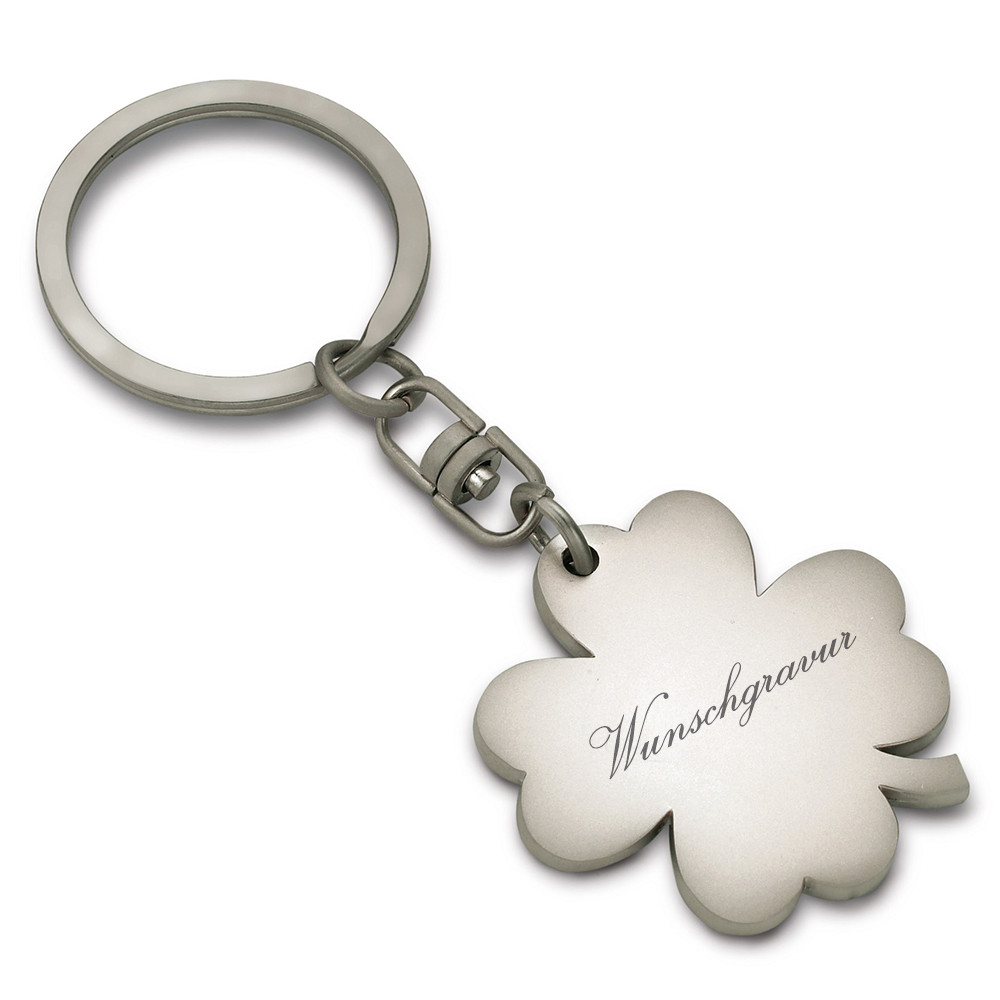 Schl?sselanh?nger Kleeblatt Gl?cksbringer aus Metall inkl. Gravur