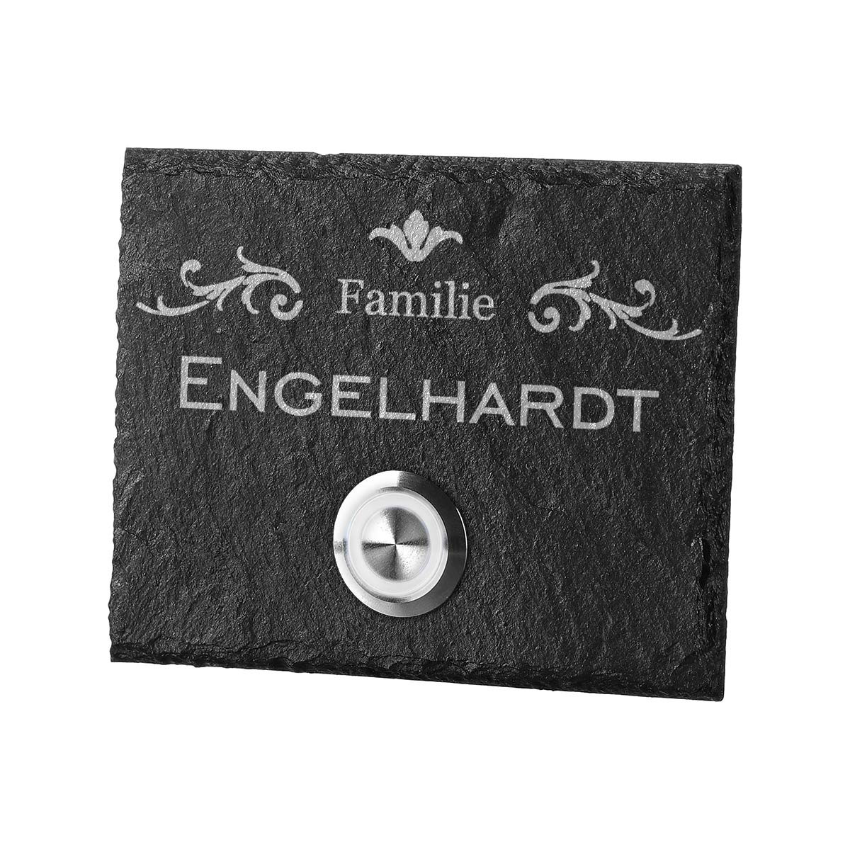 T?rklingel aus Schiefer Model Elster inkl. Gravur Motiv verzierendes Ornament