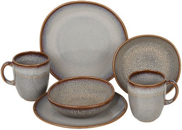 like. by Villeroy & Boch Lave Beige Frühstücks-Set für 2 Personen / 6 Teile
