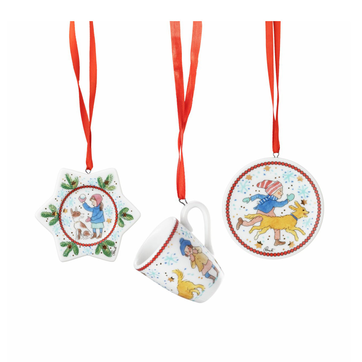 Hutschenreuther Mini-Anhänger Becher Mini-Set Weihnachtsspiele 3-tlg.