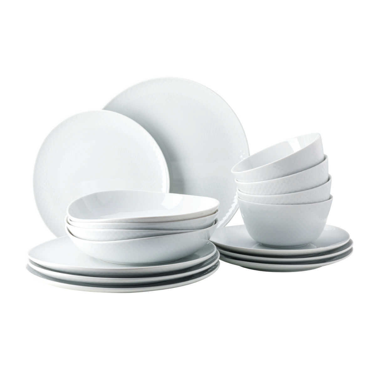 Rosenthal Junto Weiß - Porzellan Kombi Set 16-tlg. 4 Personen mit Müslischale