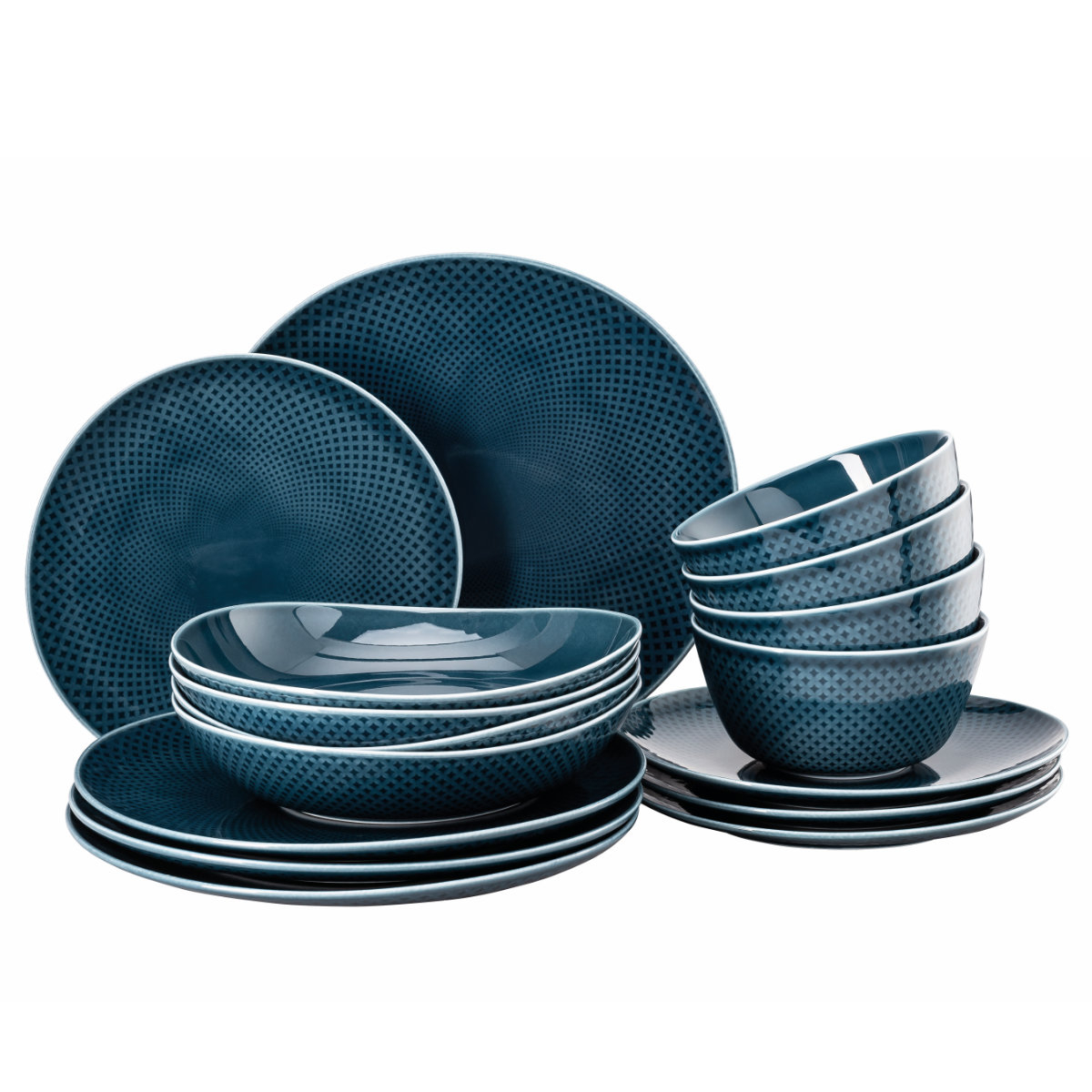 Rosenthal Junto Ocean Blue - Porzellan Kombi Set 16-tlg. 4 Personen mit Müslischale