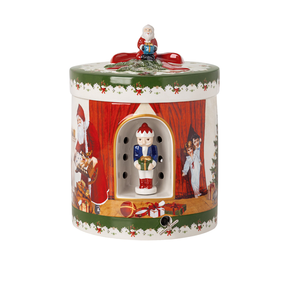 Villeroy & Boch Christmas Toys Geschenkpaket rund Santa bringt Geschenke - mit Spieluhr 'Stille Nacht' 21,5 cm