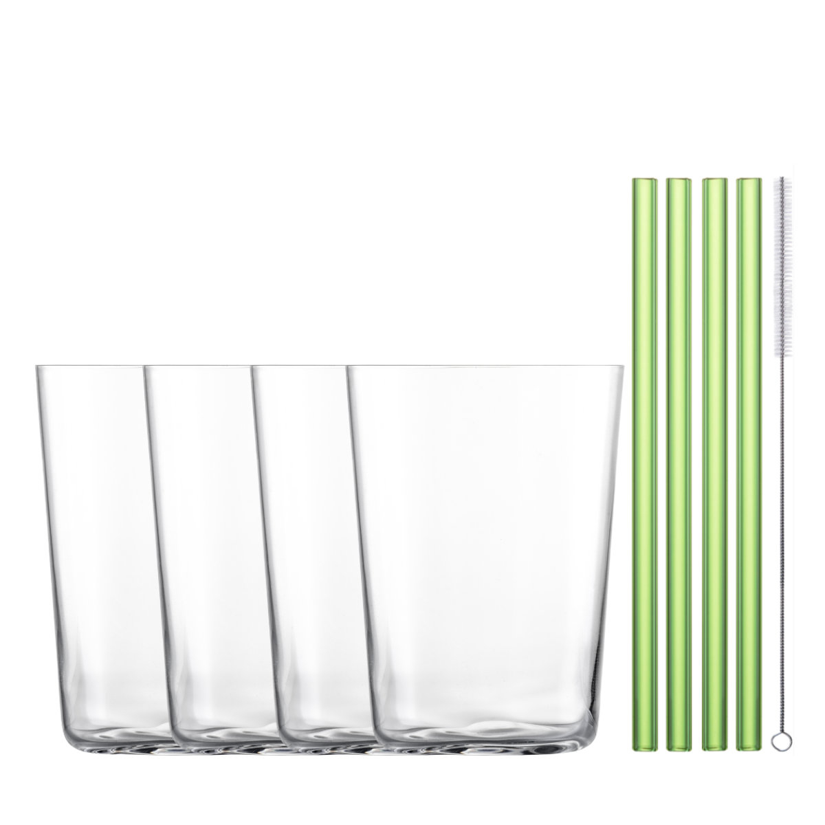 Eisch Secco Flavoured Cocktail Gläser mit grünen Trinkhalmen im Geschenkkarton Set 9-tlg.