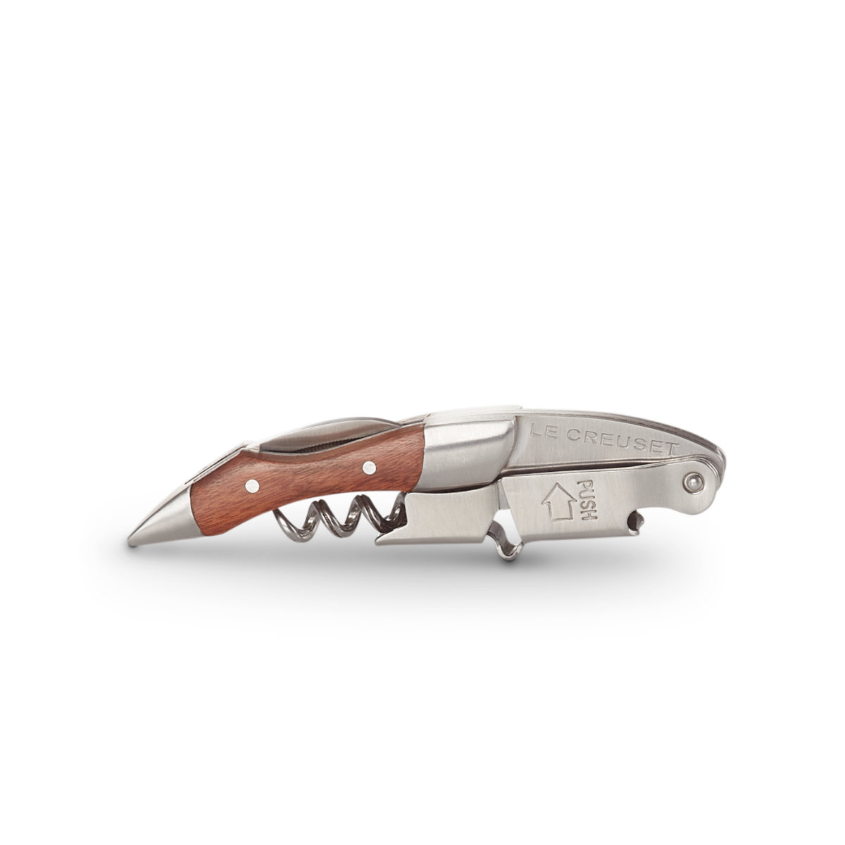 Le Creuset Korkenzieher und Flaschenöffner Kellnermesser Schwarze Walnuss 12,8 cm