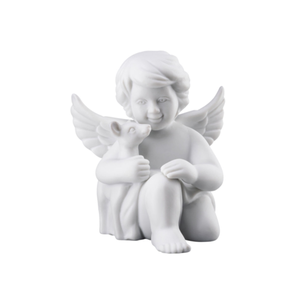 Rosenthal Engel mit Bambi klein weiß matt 6 cm