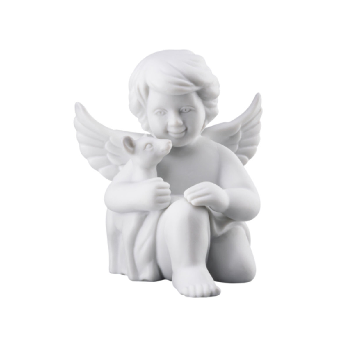 Rosenthal Engel mit Bambi mittel weiß matt 10 cm