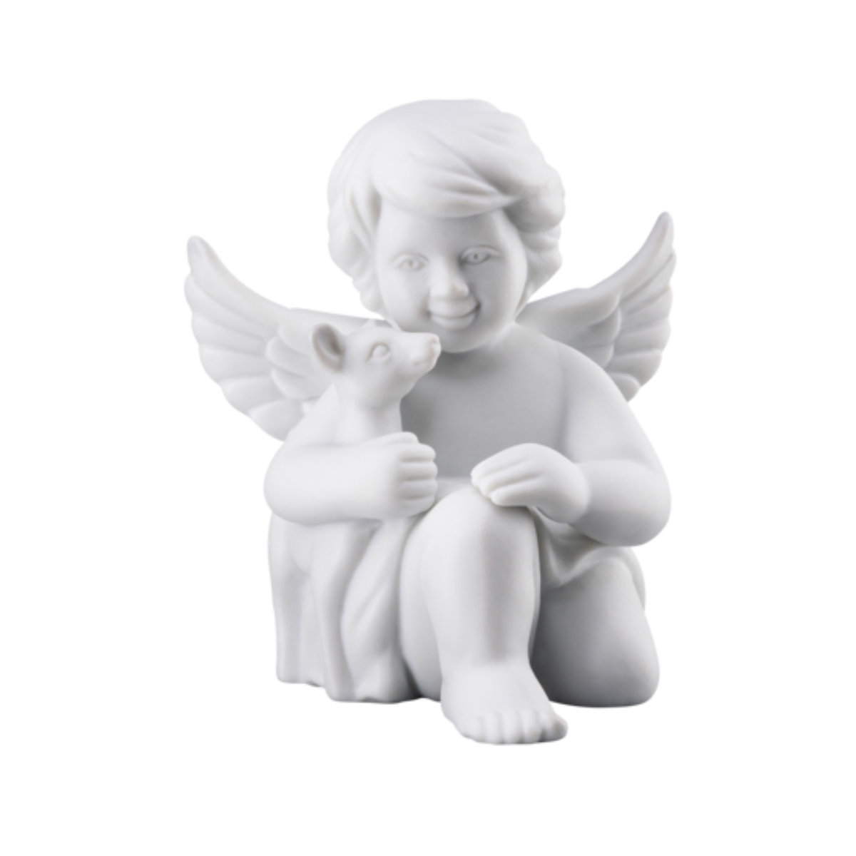 Rosenthal Engel mit Bambi groß weiß matt 14 cm