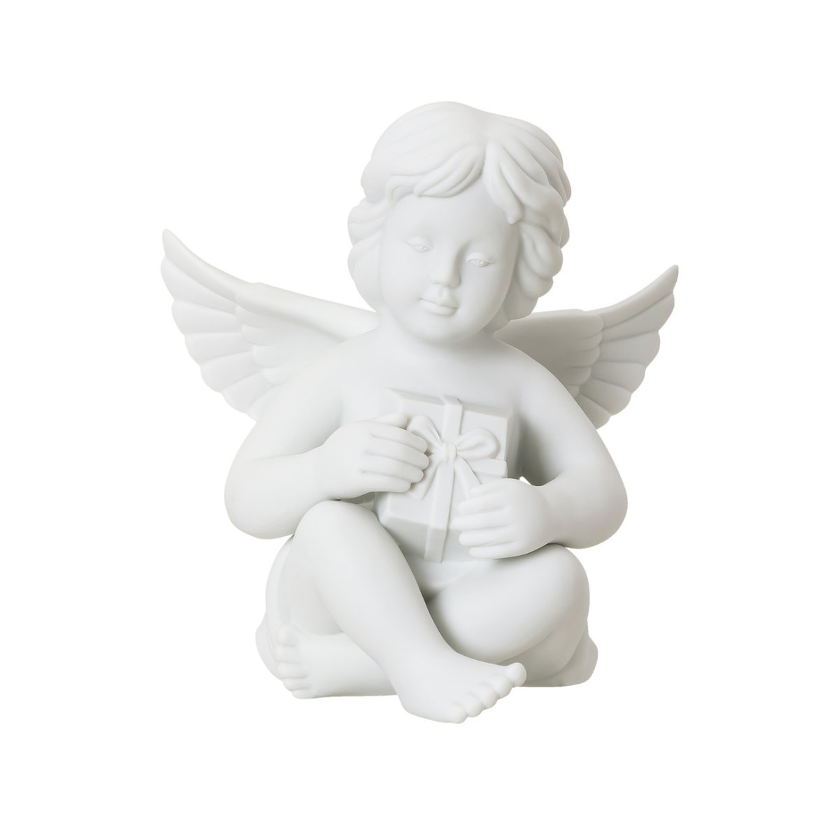 Rosenthal Engel mit Geschenk groß weiß matt 15 cm