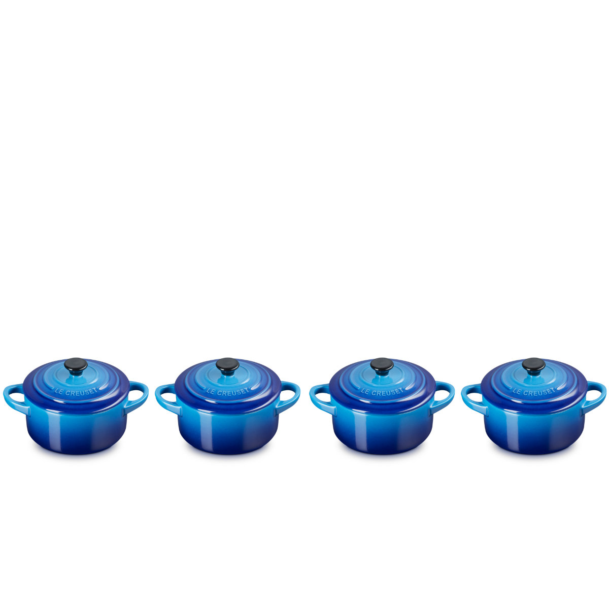 Le Creuset Poterie Kochen & Backen Mini-Cocotte Azure Blue Set 4-tlg.