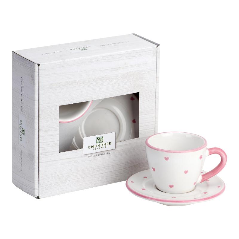 Gmundner Keramik Herzerl Rosa Espresso for you Set 2-tlg.
