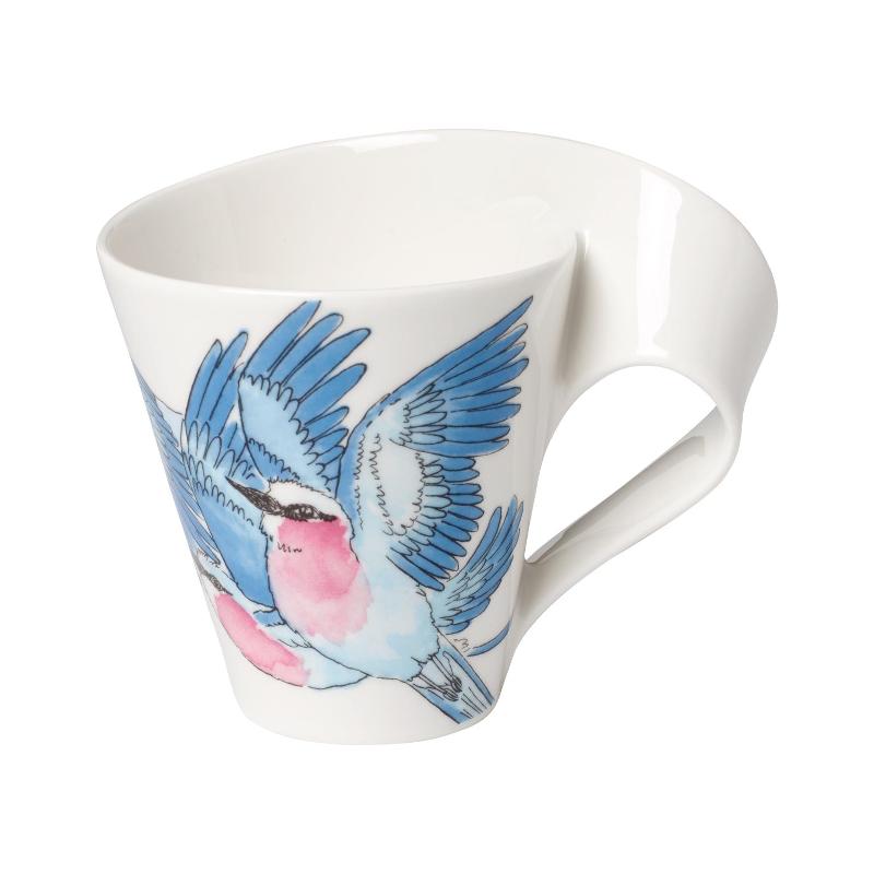 Villeroy & Boch New Wave Caffè Animals of the World - Lilac Breasted Roller Becher mit Henkel in Geschenkkarton 0,24 L