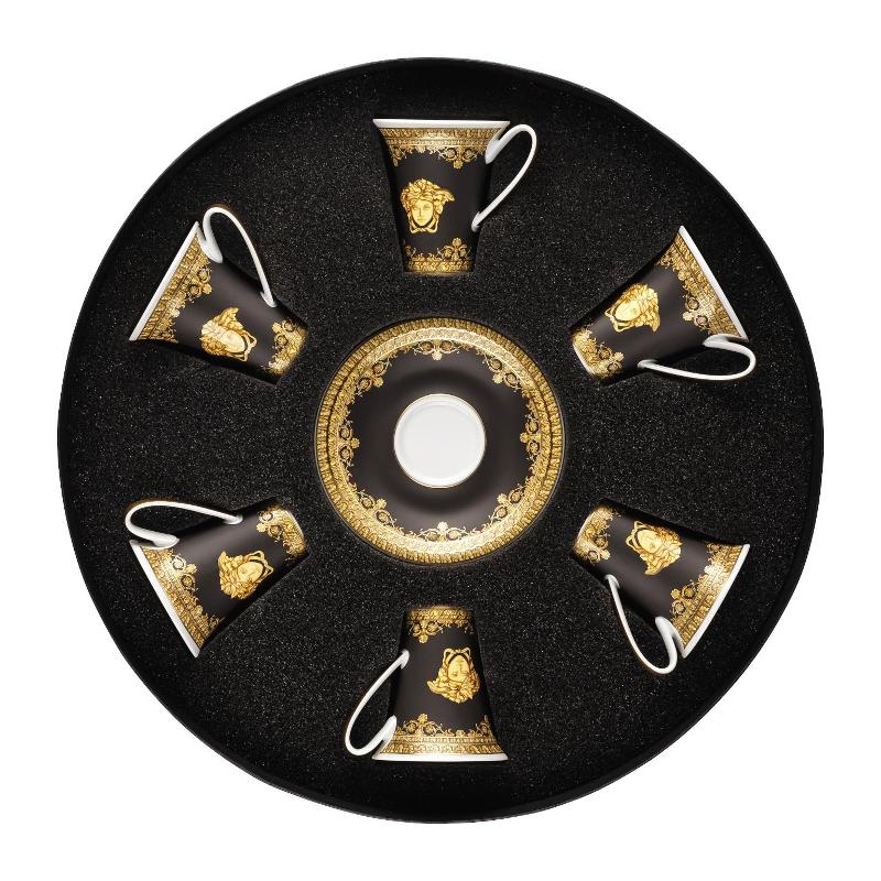 Rosenthal Versace I love Baroque - Nero Espresso-/Mokkatasse 0,09 L 6x Obertasse / 6x Untertasse