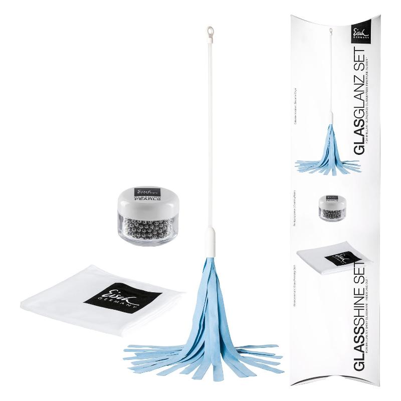 Eisch Dekantier Accessoires Glas-Glanz-Set 3-tlg. inklusive Dekantertrockner,Reinigungsperlen und Gläserpoliertuch