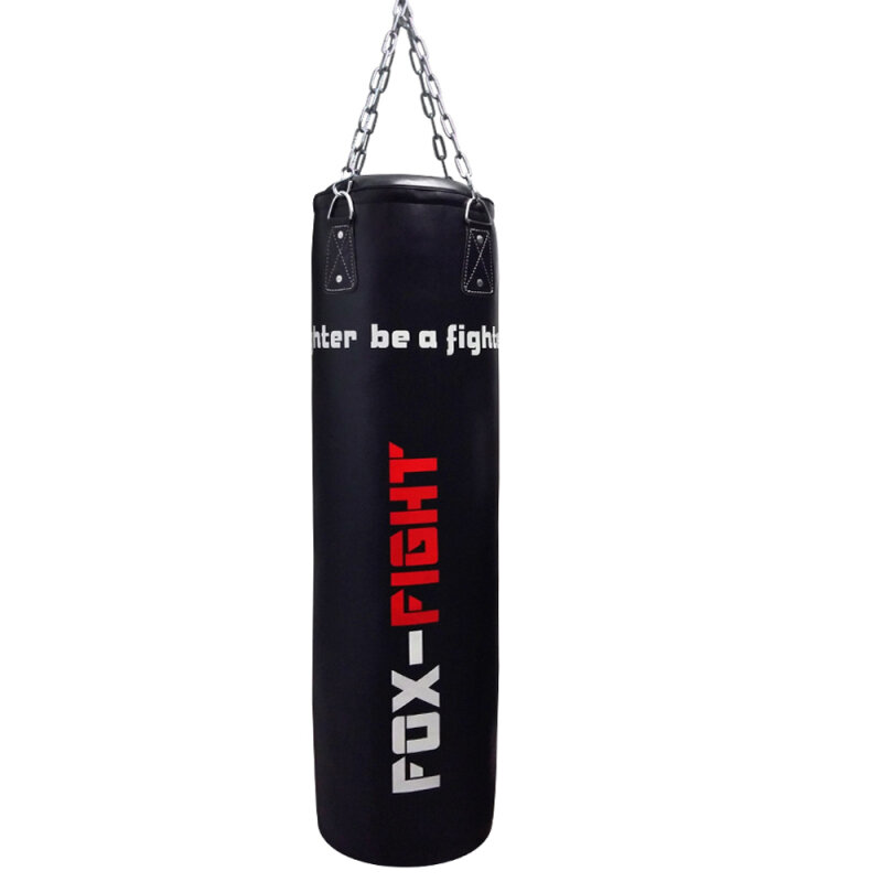 FOX-FIGHT BLACK Boxsack (ungefüllt) mit Stahlkette Drehwirbel und Halterung