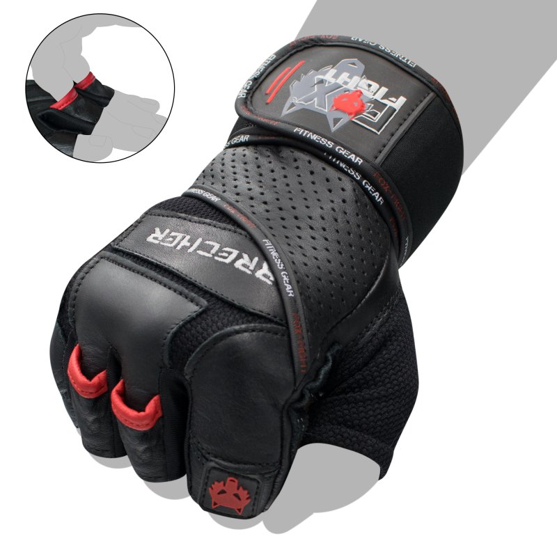 FOX-FIGHT BRECHER Fitness- Kraftsporthandschuhe aus echtem Leder